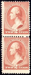 US Stamp Scott #210 Vertical Pair Mint NH SCV $270 (as two NH Singles)