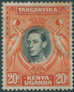 Kenya Uganda and Tanganyika 1938 SG139 20c black and orange KGVI cranes #2 FU (a