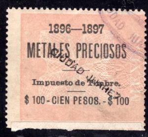 MP 8, Mexico, 100P, 1896-1897, Precious Metals / Metales Preciosos