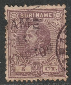 Suriname 1875 Sc 5 used faulty Suriname over Southampton transit cancel