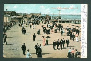 USA. 1907 Postcard. Broad Walk Ashbury Park N.J. People,Ocean.Posted. See Condi