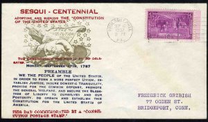 United States First Day Covers #798-54a.1, 1937 3c Constitution Sesquicentenn...