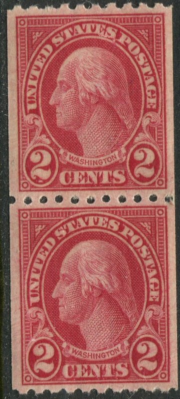606a 2¢ Washington Carmine Lake Shade Coil Pair Mint NH XF