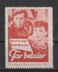 Denmark- Father Pays Movie Advertising Stamp Palladiums Series #80 - NG