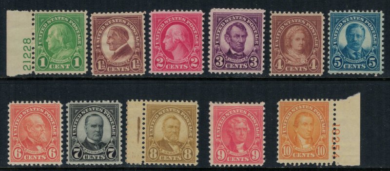 U.S. #632-4,35-42* NH  CV $28.00