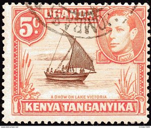 KENYA UGANDA & TANGANYIKA 1950 KGVI 5c Reddish-Brown & Orange SG133a FU