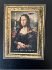 2019 Guinea IMPERF ND Mi. Bl. ? Mona Lisa Leonard by Vinci Wood Bois-