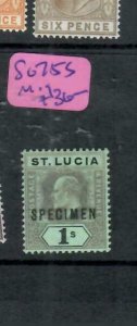 ST LUCIA  (PP1710B)   KE  1/-  SG 75 S  SPECIMEN   MOG 