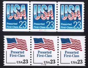 Scott #2605-2606 Pre-Cancel (2) Plate # (PNC3) Coil of 3 Stamps - MNH