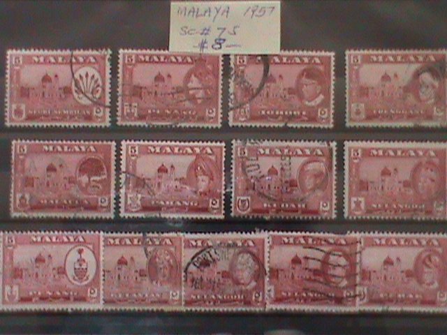 ​MALAYSIA STAMPS: 1957 SC#75-VERY OLD USED SETS STAMP. VERY RARE