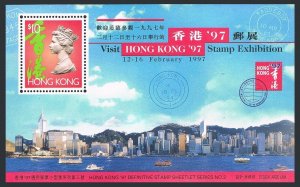 Hong Kong 756, MNH. Mi Bl.38. Visit HONG KONG-1997 Stamp Exhibition. QE II. View