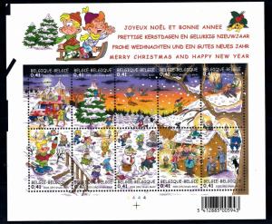 [61943] Belgium 2002 Christmas snowman skiing cow tree Mini Sheet MNH
