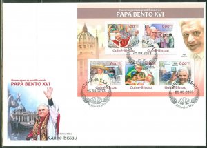 GUINEA BISSAU  2013 HOMMAGE TO POPE BENEDICT XVI   SHEET FIRST DAY COVER