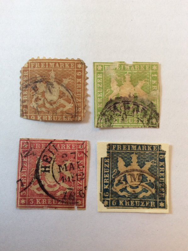 Wurttemberg x4 earlier. Please see photos for condition.6k blue is still on pape