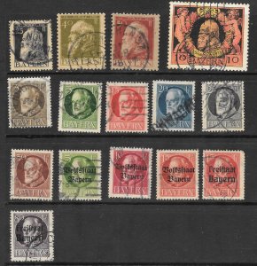 Bavaria Used Lot of 20 different Prince Regent & King stamps 2018 CV $29.65