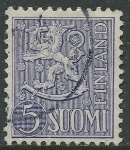 Finland - Scott 315 - Arms of Finland -1954- FU - Single 5m Stamp