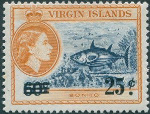 British Virgin Islands 1962 25c on 60c indigo & yellow-orange G170 unused