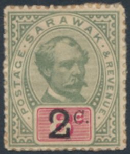 Sarawak    SC# 22    On piece  opt surcharge  see details & scans