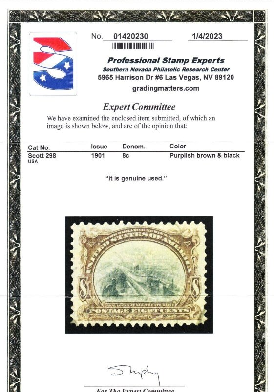MOstamps - US #298 Used with PSE Cert - Lot # MO-3905 