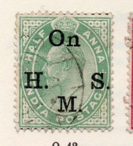 India 1900s Ed VII Service Issue Fine Used 1/2a. Optd HMS 159117