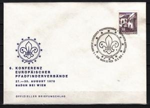 Austria, 1970 issue. 28/AUG/70. Europa-Scout cancel on a Cachet cover.