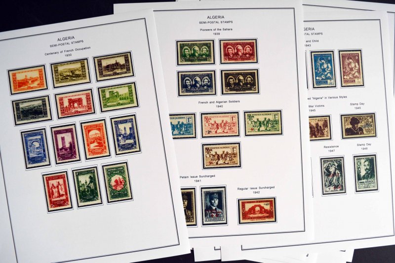 COLOR PRINTED FRENCH ALGERIA 1924-1958 STAMP ALBUM PAGES (29 illustrated pages)