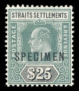 Malaya Straits 1904 KEVII $25 OVERPRINTED SPECIMEN mint lightly hinged. SG 139s.