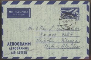 Austria 1955 Michel LF4 Airmail Aerogram Cover Nairobi Kenya G107997