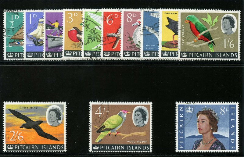 Pitcairn Islands 1964 QEII Definitives set very fine used. SG 36-48. Sc 39-51.