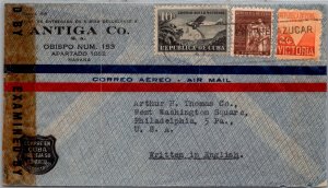 CUBA 1940-50 POSTAL HISTORY WWII CENSORED AIRMAIL ADVERTISING COVER ADDR USA