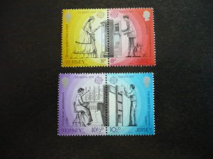 Stamps - Jersey - Scott# 203a,205a - Mint Never Hinged Set of 2 Pairs Perf 14