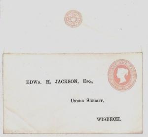 GB PENNY PINK 1874 *Wisbech* UNDER SHERIFF Cambs POLICE {samwells-covers} AE26