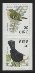 Ireland 1998-99 MNH Sc 1115a 30p Blackbird, Goldcrest Perf 9 x 9.5 Pair