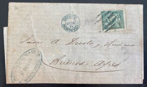 1877 Montevideo Uruguay Letter Sheet Cover To Buenos Aires Argentina