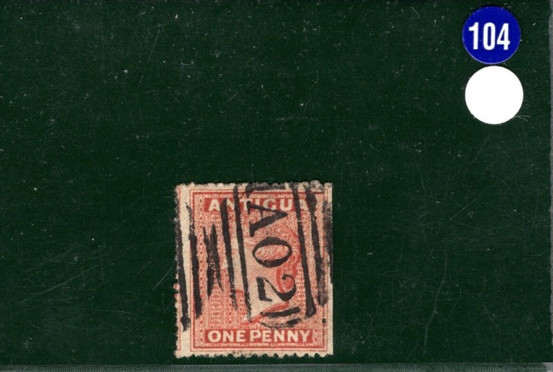 ANTIGUA QV Classic Stamp SG.7 1d Vermilion (1867) Used A02 Cat £30+ BLUE104 