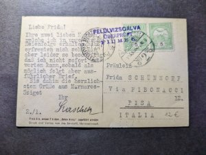 1915 Hungary Postcard Cover to Pisa Italy via Fibonacci
