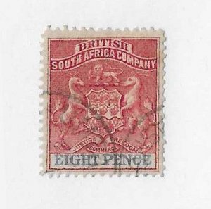 Rhodesia Sc #8a  8p deep red brown used VF