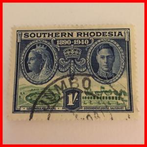 Southern Rhodesia 1940 Centenary 1/- stamp Fine Used Fine Jumbo Post Mark