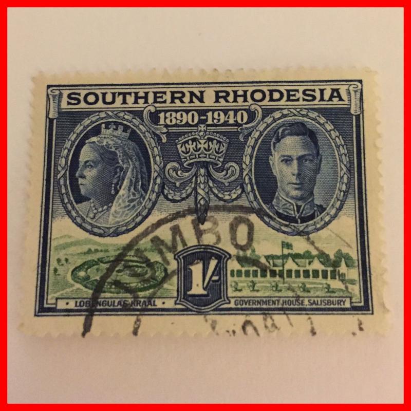 Southern Rhodesia 1940 Centenary 1/- stamp Fine Used Fine Jumbo Post Mark