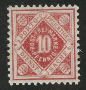Germany State Wurttemberg Scott o17 MH* official wmk 116