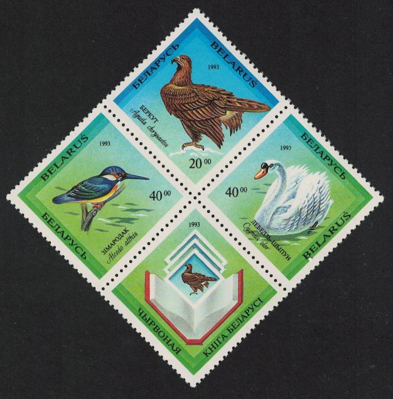 Belarus Eagle Swan Kingfisher Birds in the Red Book Block 3v+label SG#69-71