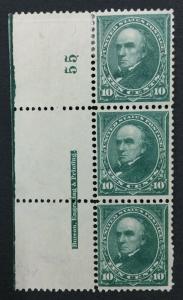 MOMEN: US #273 PLATE STRIP MINT OG H #27937