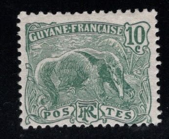 French Guiana Scott 57 Great Anteater stamp  MH* stamp expect similar centering