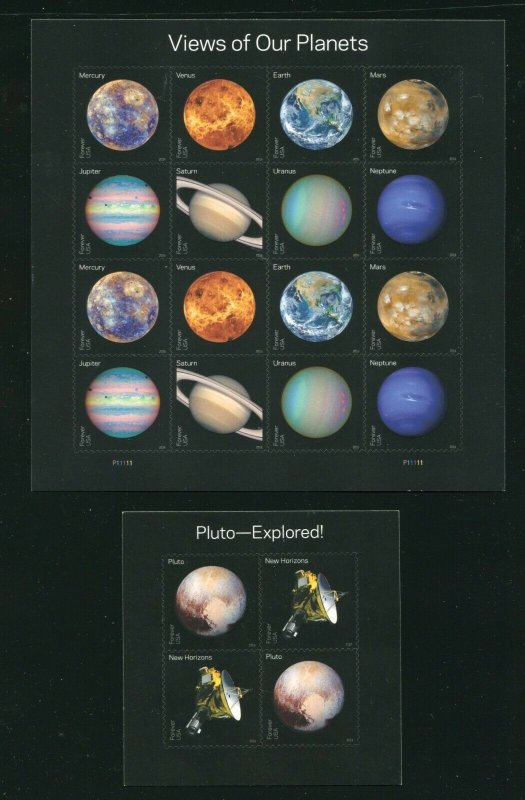 5069 - 5078 Views of Our Planets and Pluto Explored Sheets MNH 