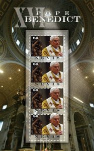 Nevis - Pope Benedict XVI - 4 Stamp  Sheet NEV1112