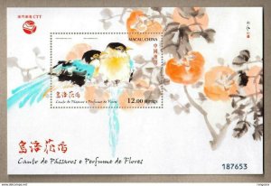 2018 MACAU/MACAO Birdsongs and Spring Flowers Bird Painting MS