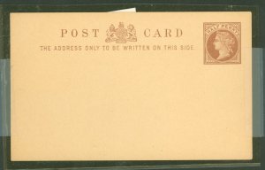 Great Britain  1878/83 QV 1/2c Postal card, thin stock