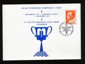 YUGOSLAVIA-POSTCARD-3rd CUP OF EUROPEAN LADY CHESS CHAMPION-1971.