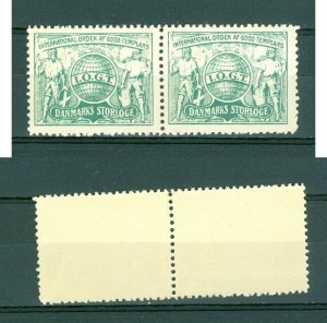 Denmark. Poster Stamp Mnh. Pair +_ 1900. IOGT. Grandlodge Order Templars