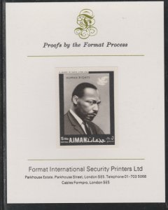 AJMAN 1968 MARTIN LUTHER KING  imperf mounted on Format Int Proof Card